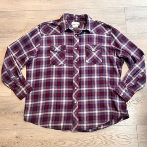 Wrangler‎ Wrancher Shirts Mens XXL XXlarge Plaid Flannel Pearl Snap Shirt